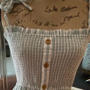 White and blue striped dress